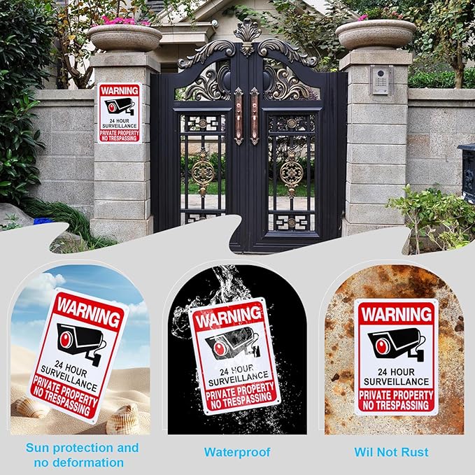2-Pack No Trespassing Signs Private Property, Video Surveillance Signs Outdoor – 2025 Version, 10 x 7 in UV Printed Fade-Resistant Rust-Free Aluminum – Ideal for Home, Business, Driveway, CCTV
