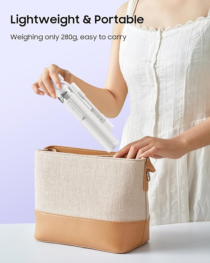 53'' Selfie Stick Tripod with Light, Enhanced 4-Leg Cell Phone Stand Camera Tripod with Rechargeable Wireless Remote & 2 Fill Light, Portable Selfie Stick Travel Essentials for iPhone Android