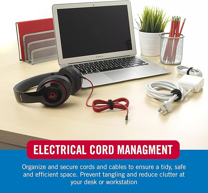 VELCRO Brand Reusable Cable Ties, 100 Pack 6 Inch Cable Management Ties, Cord Wraps for Electrical Cords, Black