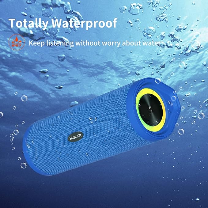 HEYSONG Portable Bluetooth Speaker, Waterproof Wireless Shower Outdoor Speakers, IPX7 Floating, 5000mAh, TF Card, Good Bass, Loud Sound for Beach, Pool, Kayak Accessories, Gifts for Men Women - Blue