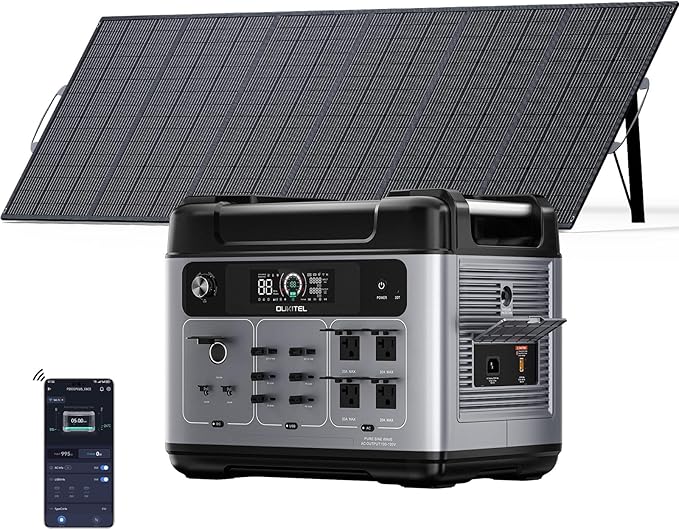 OUKITEL P2001 Plus 2400W/2048Wh Solar power station,2400W Solar Generator with 500W Solar Panels, 1800W Super Fast Charging, Emergency Power Station for Home, Camping, Outdoor