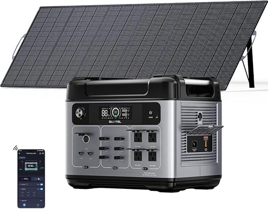 OUKITEL P2001 Plus 2400W/2048Wh Solar power station,2400W Solar Generator with 500W Solar Panels, 1800W Super Fast Charging, Emergency Power Station for Home, Camping, Outdoor