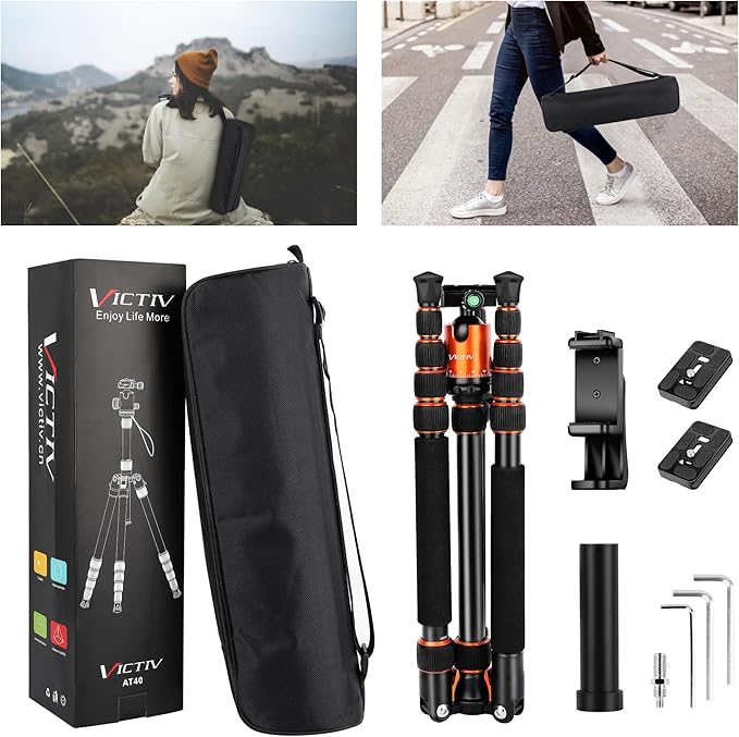 Victiv 80" Camera Tripod, Aluminum Heavy Duty Tripod Stand with 360° Ball Head, Camera Tripods & Monopods with Carry Bag, Suitable for Canon Nikon Binoculars Spotting Scope Telescope