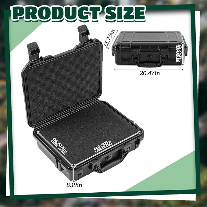 20.5 x 15.8 x 8.5 Inch Waterproof Hard Case with DIY Customizable Foam Insert Portable Protective Case with Knife for Camera Drones Equipments Tools Test Instruments (Black)