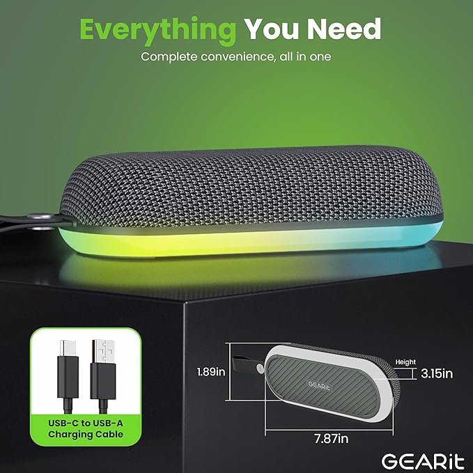 GEARit SoundBrick Wireless Golf Speaker w/ 16W Audio Power - IPX6 Waterproof Bluetooth Speaker - RGB Lights & TWS Pairing - Magnetic Outdoor, Indoor Speakers Bluetooth