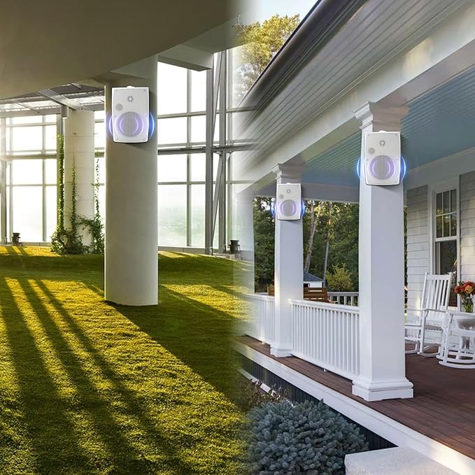 6.5 Inch 400W Outdoor Speakers Wired Waterproof Passive with Powerful Bass, Wall Mount Speakers for Patio Garden Poolside Home(Pair,White)