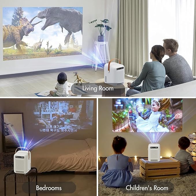 [Auto Focus] 4K Projector with 5GWiFi and Bluetooth, Outdoor Projector, Portable Movie Projector, 15000 Lumen, Android 9.0, Compatible with iOS/Android/TV Stick/HDMI/PS5