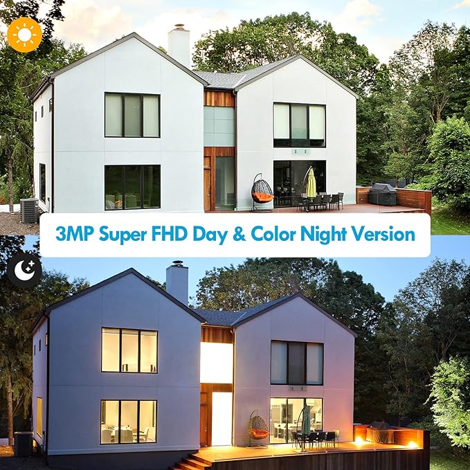 Solar Security Cameras Wireless Outdoor, Wireless Cameras for Home/Outdoor Security, 355°PTZ, 3MP 2K FHD WiFi Camera with Spotlight, Motion Detection, Siren, Color Night Vision, SD/Cloud