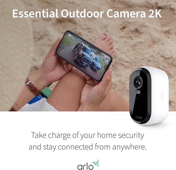 Arlo Essential Security Camera 2K | Indoor - Outdoor | 2nd Gen | Wireless with Spotlight, 2-Way Audio, Color Night Vision, Live Stream, Motion Activation, Real Time Notifications - White, 5 Cameras