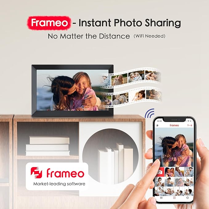 Digital Picture Frame, Frameo 15.6 inch Large Digital Photo Frame WiFi, 1920*1080 IPS FHD Touchscreen, 32GB Storage, Instant Share Pictures Video, Photo Frame Electronic, Gift for Mom, House Warming