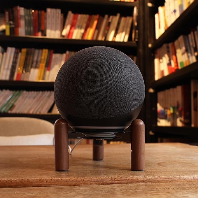 Desktop Holder Mount Stand for Echo 4th Gen，HomePod mini and Other Suitable Speakers. Black Walnut Wood.