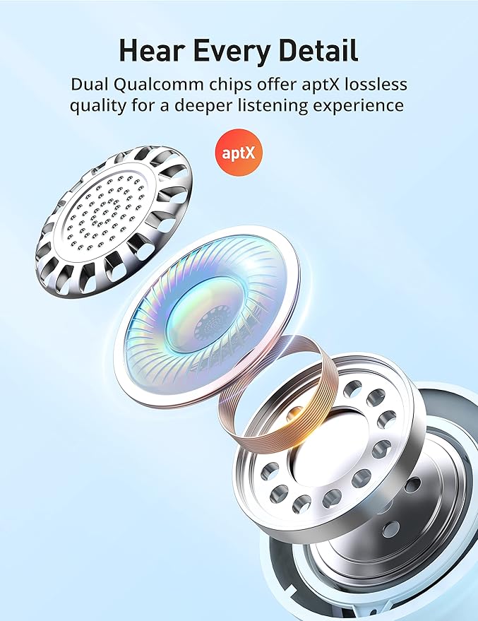 Wireless Headphones, Bluetooth 5.2 Stereo aptX Wireless Earbuds Bass Bluetooth Earbuds Bulit-in Mic with 16H Playtime, Magnetic, IPX7 Waterproof Perfect for Sport, Gym