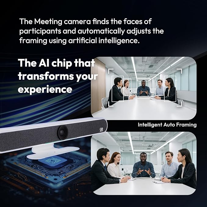 Meeting 4K Video Conferencing Bar – 4K Camera with 120° Wide-Angle Lens, AI Auto-Framing, 6 Mics with 20ft Pickup Range, Dual Speakers, Plug-and-Play USB for Zoom/Teams/Meet – Medium Rooms