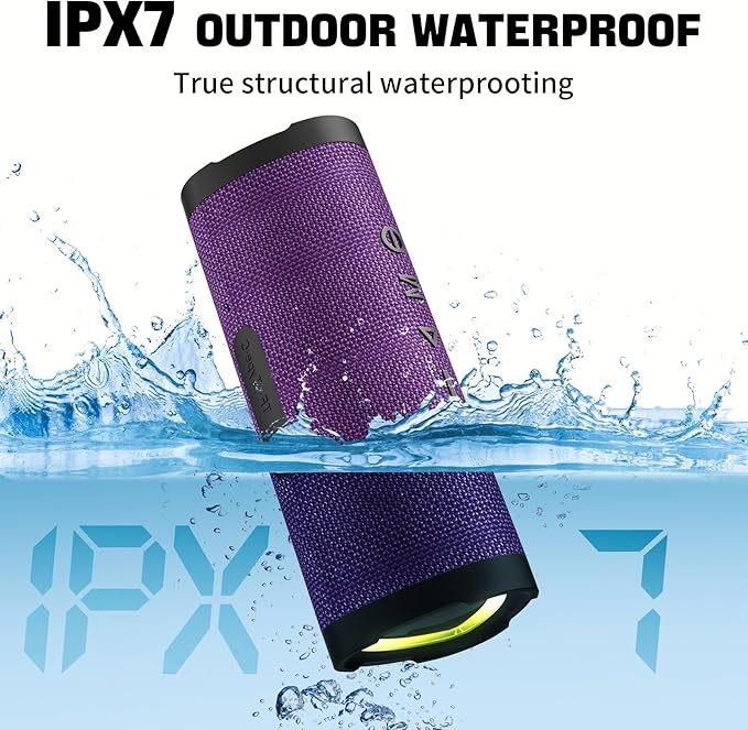 Vanzon Bluetooth Speakers V40 Portable Wireless Speaker V5.0 with 24W Loud Stereo Sound, TWS, 24H Playtime & IPX7 Waterproof, Suitable for Travel, Home&Outdoors,Hij-Purple