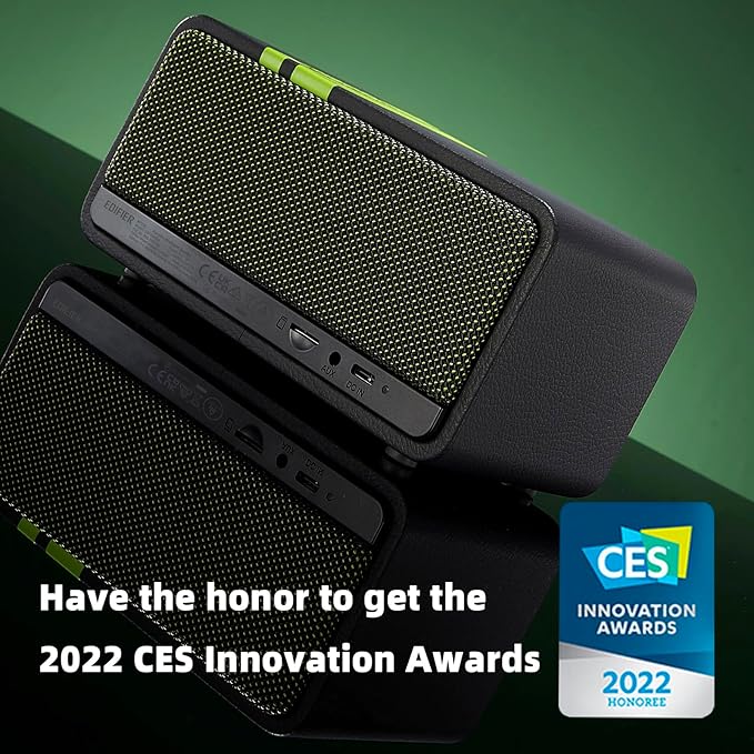 Edifier Retro Wood Bluetooth Speaker,Wireless Portable Speakers with 20W Stereo Sound,Vintage Decor Speaker with AUX,USB Soundcard,Micro SD Black