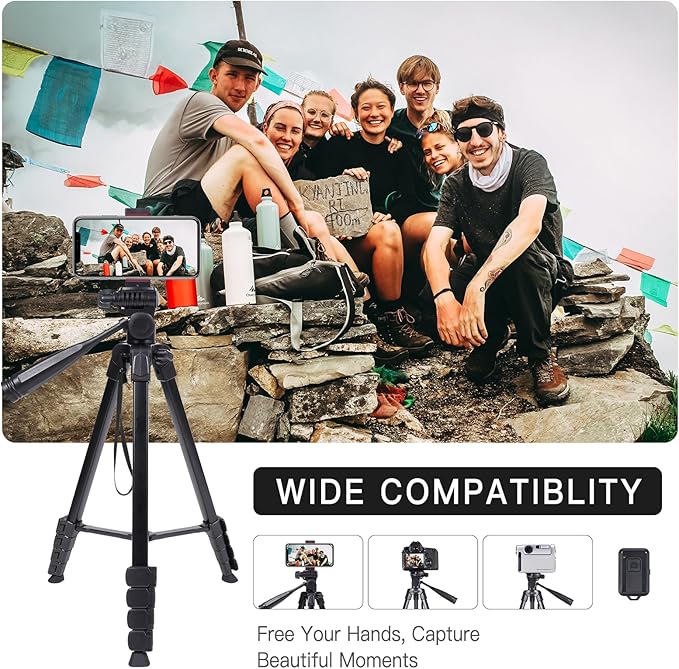 Camera Tripod for Canon Nikon Sony, LINKCOOL 67 Inch Lightweight DSLR Tripod Camera Stand with Detachable 3 Way Pan Head, Remote & Universal Phone Mount