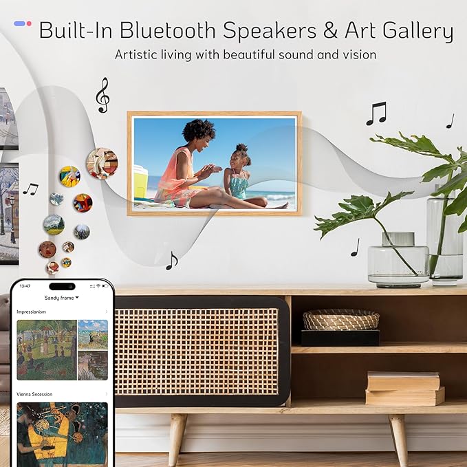 NexFoto Touchscreen Large Digital Picture Frame 32 Inch, FHD 1920 * 1080 WiFi Digital Photo Frame 64GB, Add Photos from Google Photos, Upload Videos Instantly, Wall Mountable, for Housewarming, Wood