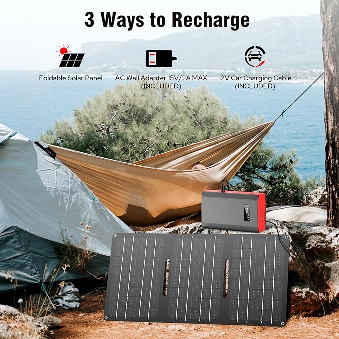 ZeroKor Portable Power Bank with AC Outlet 65W 110V, Portable Laptop Charger 24000mAh USB QC 3.0 DC External Battery Pack for Laptop Smart Devices Outdoor Tent Camping