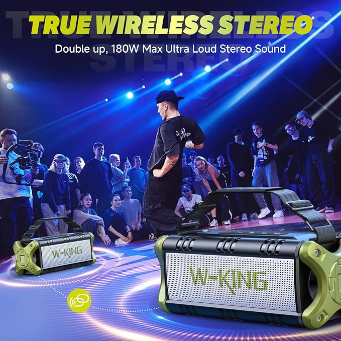 Bluetooth Speaker, 90W Max Loud Portable Speakers Wireless with Subwoofer *2, 50W Deep Bass Boombox/ IPX6 Waterproof/40H/EQ/Dual Pairing/TF/AUX, Large Outdoor Rugged Speaker for Party/Beach/Jobside