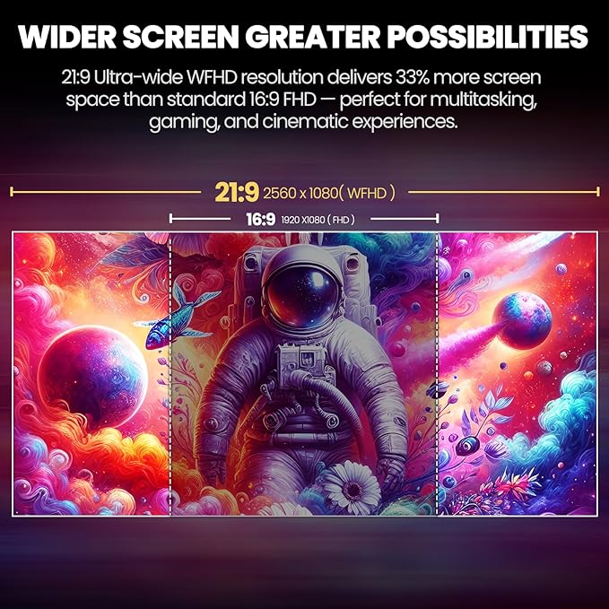 CRUA 34'' Ultrawide Gaming Monitor 120HZ, 21:9 WFHD 2560X1080 IPS Panel Computer Monitors with Built-in Speakers, Support AMD FreeSync, 120% sRGB, DP1.4 & HDMI1.4, Wall Mountable Installs-White