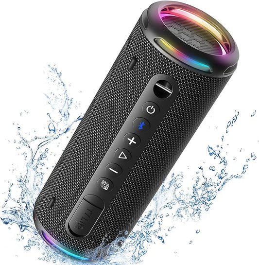 Tronsmart T7 Lite 24W Portable Bluetooth Speaker, Enhanced Bass, Rainbow Light Show, 24H Playtime, IPX7 Waterproof, Wireless Stereo Pairing, Bluetooth 5.3, for Home Outdoor Travel (Black)