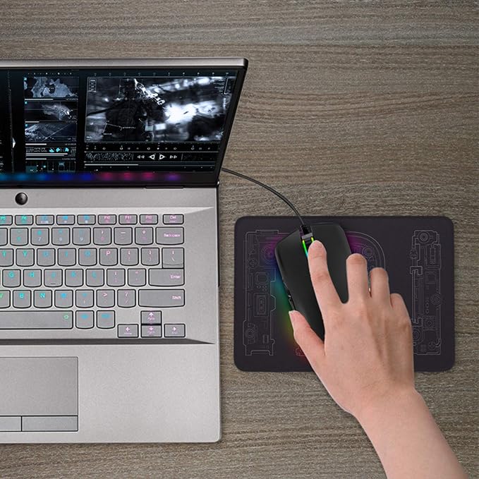 IULONEE Type C Mouse, Wired USB C Mice Gaming Mouse Ergonomic 4 RGB Backlight 3200 DPI Compatible with M@c, Matebook, Chromebook, HP OMEN, Windows PC, Laptop and More USB Type C Devices (Black)