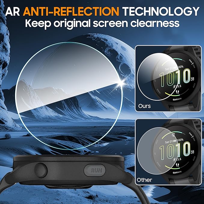 4 Pack Compatible with Garmin Forerunner 165 Screen Protector Tempered Glass,for Garmin Forerunner 165 Screen Protector Precise Fit,9H Hardness Scratch Resistance
