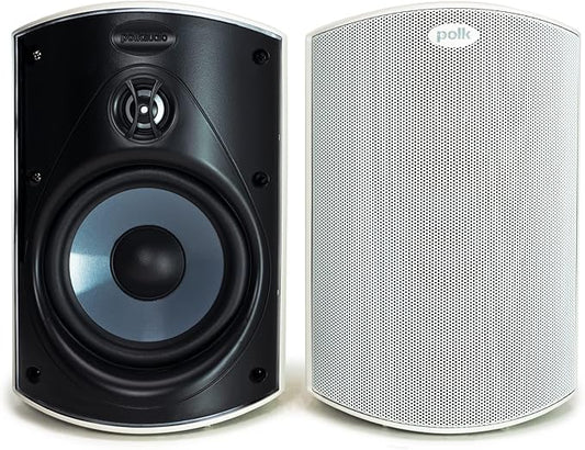 Polk Audio Atrium 4 Outdoor Speakers with Powerful Bass (Pair, White), All-Weather Durability, Broad Sound Coverage, Speed-Lock Mounting System (Pack of 6)