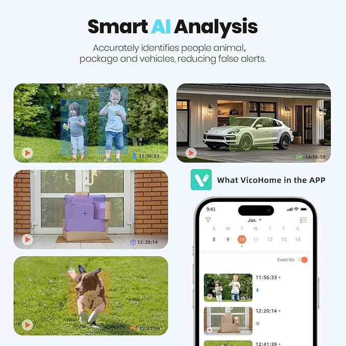 Techage Security Cameras Wireless Outdoor, 2K Solar Powered WiFi Cameras for Home Security with AI Motion Detection, Color Night Vision, 2-Way Talk, IP66 Waterproof, Cloud/SD Storage