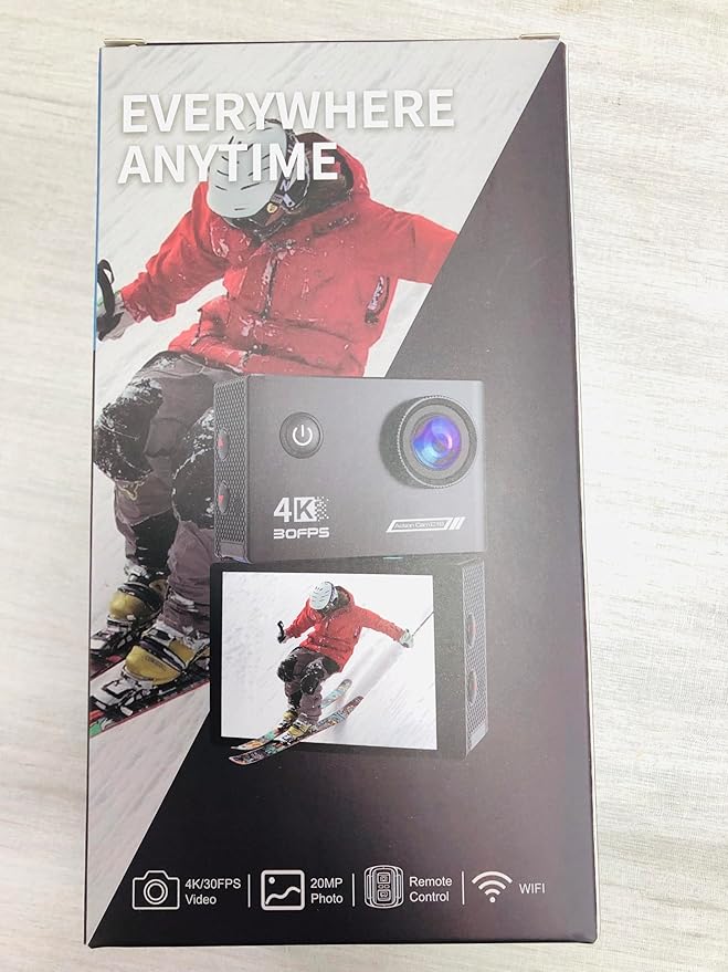 Action Camera 4K30FPS with 64G SD Card 131FT UnderwaterCamera,20MP Sports Camera 170° Waterproof Camera with WiFi,Remote Control,Mounting Kit