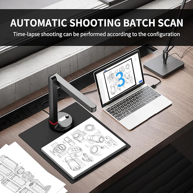 NetumScan 13MP Book Document Camera for Teachers, Multi-Language OCR Recognition by AI Technology, Foldable & Portable, Real-time Projection, Video Recording, Capture SizeA4, Only Windows