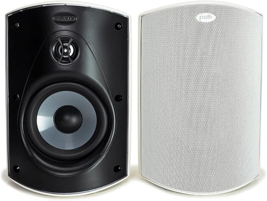 Polk Audio Atrium 6 Outdoor All-Weather Speakers with Bass Reflex Enclosure (Pair, White), Broad Sound Coverage, Speed-Lock Mounting System