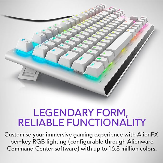 Alienware Tenkeyless Gaming Keyboard - AW420K - Lunar Light - Wired, Programmable, Cherry MX Red, USB, AlienFX RGB / 16.8 Million Colours