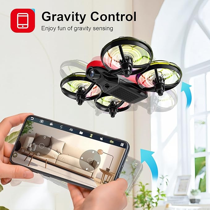 Drone with Camera for Kids and Beginner,Birthday Gift Toy for Boys and Girl,Indoor Quadcopter Plane for Boy,Small Helicopter with Auto Hovering, 3D Flips, Headless Mode,2 Batteries