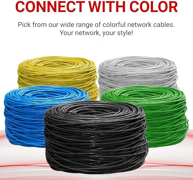 Big-A - 1000ft Cat5e Plenum Ethernet Cable, Green, 350MHz, 24AWG UTP, CMP Rated, Solid Network LAN Cord, Compatible with Printer, Gaming Consoles, Router, VoIP Phones, POE IP Cameras