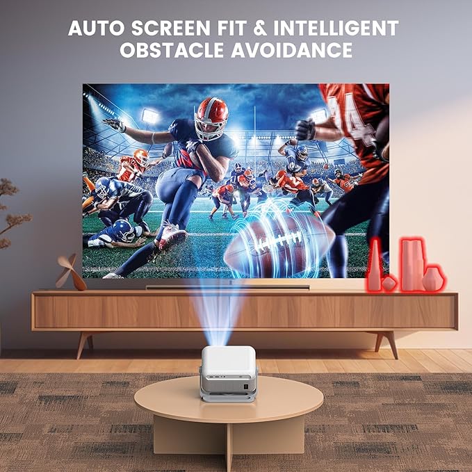 【Netflix-Licensed Projector】Mini Projector with WiFi and Bluetooth, 1080P Full HD Smart Projector, 350ANSI Auto Focus&Keystone, Portable Movie Projector Compatible with TV Stick Smartphone/HDMI/USB