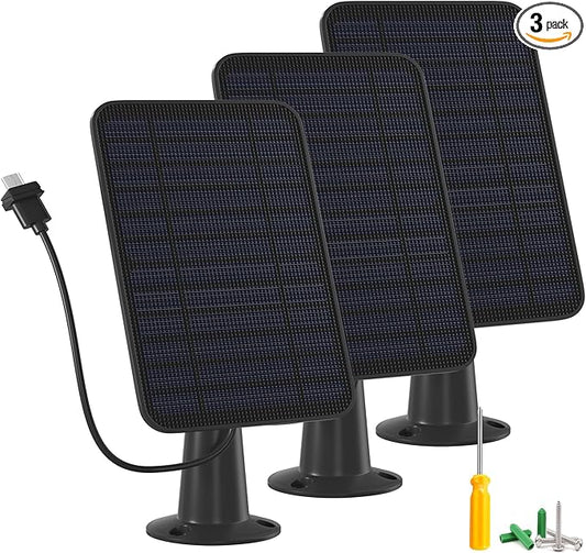 5W Solar Panel Charger Compatible with Blink Outdoor/Outdoor(3rd Gen)/XT XT2 Camera, Solar Panel for Blink Camera, 13.1ft Charging Cable & Rubber Plug, IP65 Weatherproof with Secure Wall Mount, 3 Pack