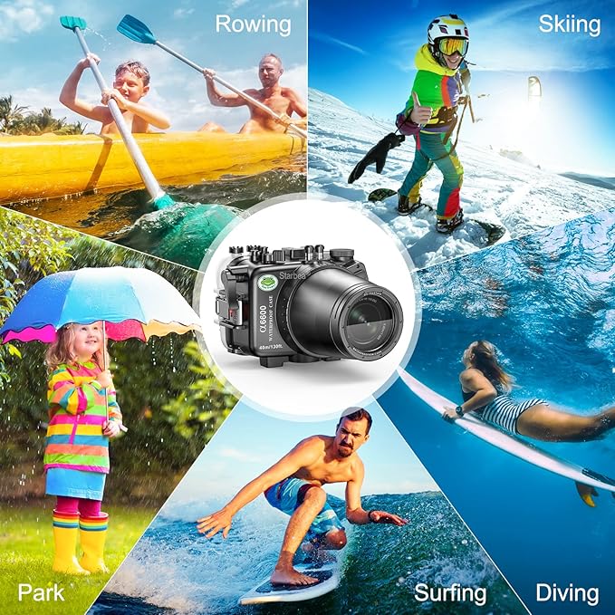 Sea frogs Underwater Camera Case Compatible with Sony A6600 90MM IPX8 40m/130ft Maximum Diving Depth Waterproof Camera Housing for Diving, Surfing, Rowing, Skiing