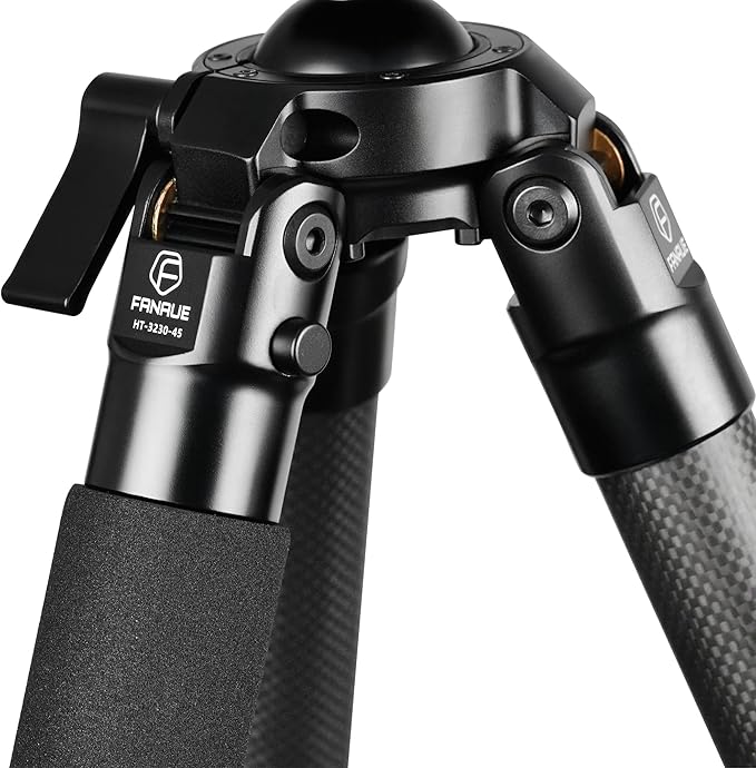 FANAUE Carbon Fiber Tripod for Hunting with Arca-Swiss Quick Release，Lightweight, Stable Design, Shooting Rest, and Hands-Free Operation for Hunting, Shooting, and Outdoors-HT-3230-45