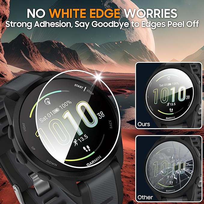 4 Pack Compatible with Garmin Forerunner 165 Screen Protector Tempered Glass,for Garmin Forerunner 165 Screen Protector Precise Fit,9H Hardness Scratch Resistance