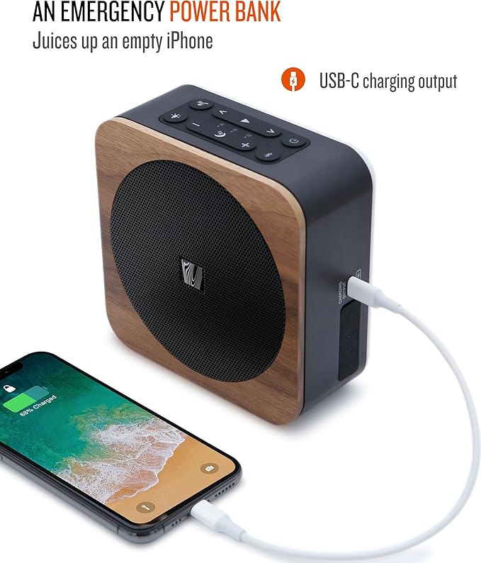 Sound Spot II SFQ-18: Portable Bluetooth Speaker with Powerful Bass, Nature Sounds, Ambient Light, and Speakerphone (Black)