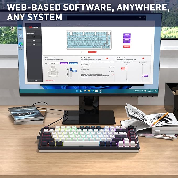 Redragon K673 HE Rapid Trigger Gaming Keyboard, 81 Keys 8K Wired Mechanical Keyboard w/Next-Gen UltraMag 100% POM Silky Magnetic Switch, Dual-Module Floating Structure Design, 2-Layer Noise Dampening