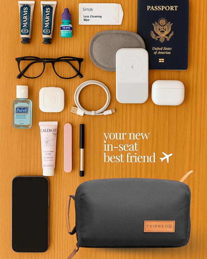 Tech Bag Organizer - Small Electronics Organizer Pouch for Travel - Premium Travel Case with Leather Accents - Mesh Pocket for Cables, Cords and Chargers (Green)