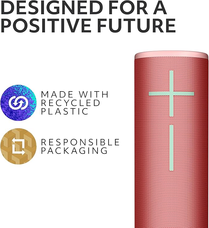 Ultimate Ears Boom 4 Portable Waterproof Bluetooth Speaker with 360-Degree Immersive Sound, Outdoor Floating Speaker, 15-Hour Battery, 147ft Range - Red