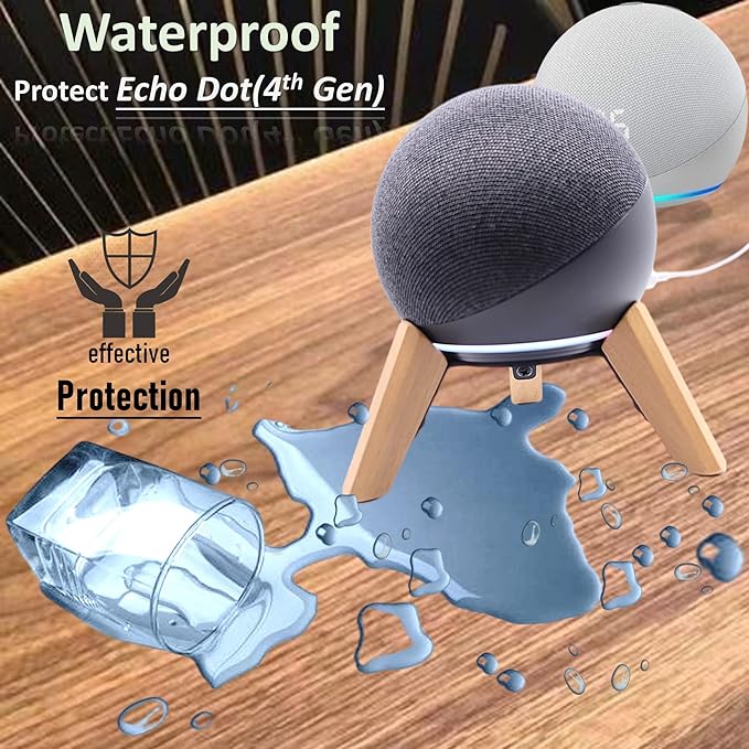 Real Wood Stand for Echo Dots(4th Gen),(5th gen) Speaker,Wooden Mount Accessories Anti-Slip Holder Tripod for Echo Dot (2024 Model),(White Oak)