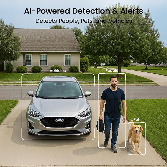 AOSU SolarCam P1 Max System Add-on Cam, 4K Security Camera Wireless Outdoor, Dual Solar Power, No Monthly Fees, Supports HomeCortex AI & Standalone Use