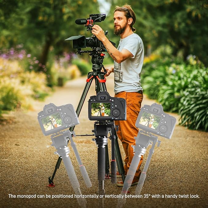 GVM Tripod for Camera 74.8" Tall Camera Tripod Monopod, Professional Heavy Duty Compact Camera Stand for Phone Adjustable Multi-Angle Shot for Video Recording DSLR, Spotting Scope Telescope Binocular