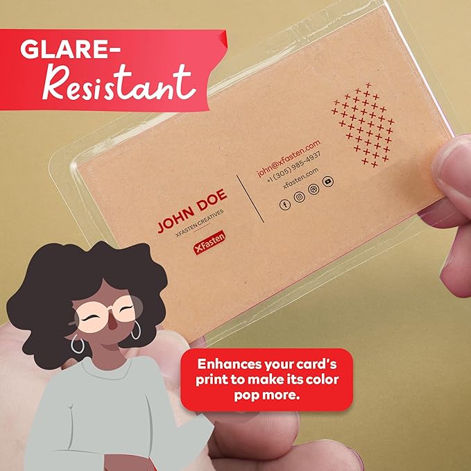 XFasten Self Sealing Laminating Pouches Business Card Size, 50-Pack, 10 Mil Non-Yellowing Business Card Laminating Pouches, Self-Adhesive Laminate Sheets, Durable, No Machine Needed, 4 in x 3 in