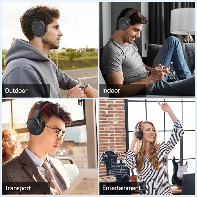 AUSDOM Active Noise Cancelling Headphones, Wireless Over Ear Bluetooth Headphones with Deep Bass, Memory Foam Ear Cups, 50H Playtime, Hi-Fi Stereo Audio, 3.5mm Wired Audio Jack, for Travel/Home/Office