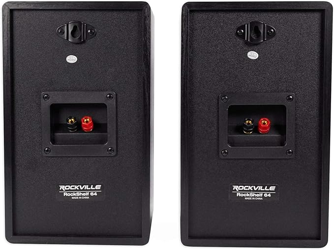 Rockville Pair RockShelf 64B V2 400W Black 6.5" Bookshelf Speakers, 4 Ohm, Kevlar Woofers, Silk Dome Tweeter, Wall-Mountable, for Home Theater and Music Enthusiasts